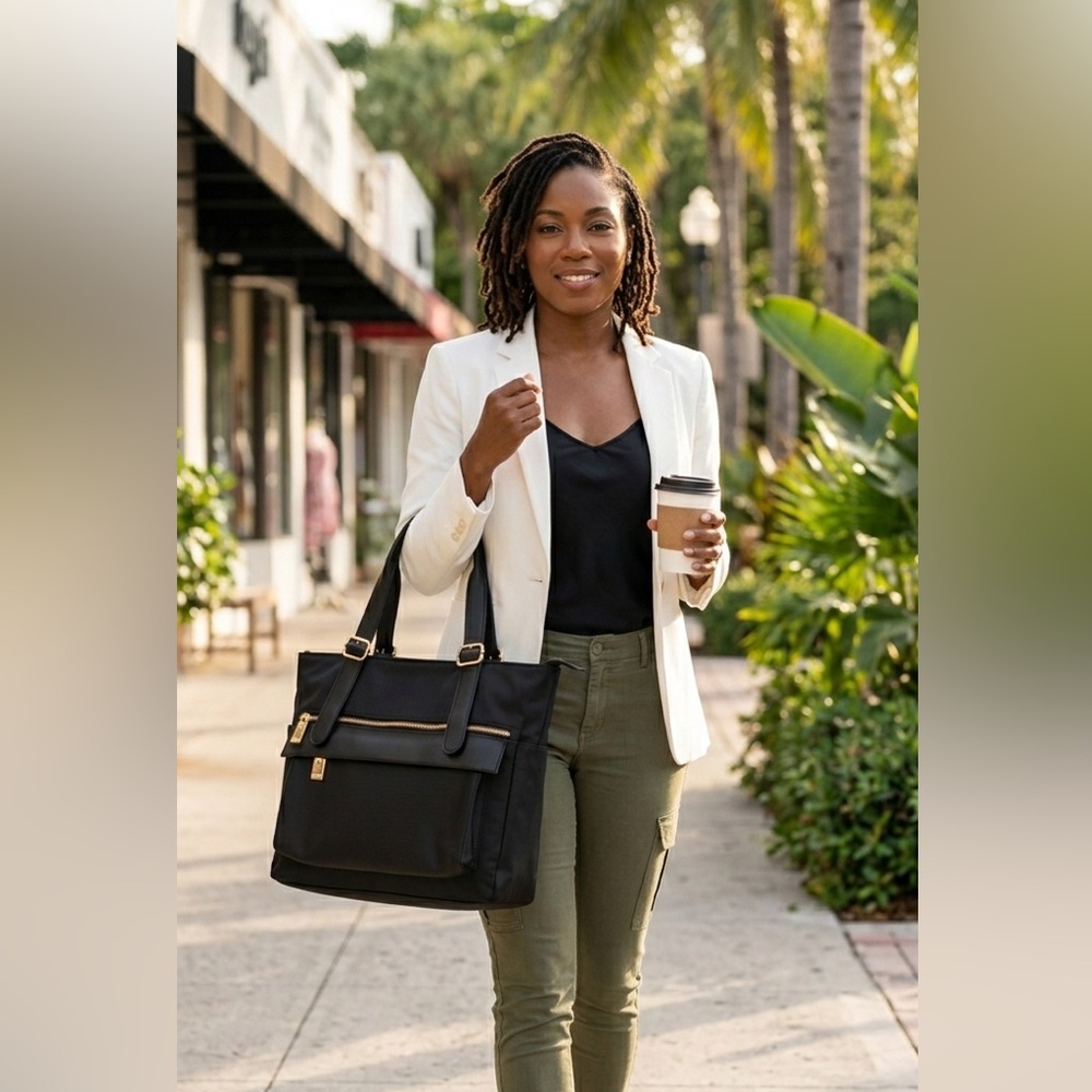 [JUST IN] LJS Collection Black Gold MultiPocket Travel Work Tote